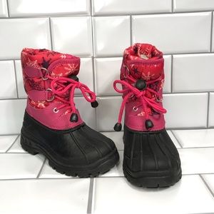 PINK SNOWFLAKE GIRLS Youth Size 10 Insulated Snow/Winter Boots; Preloved